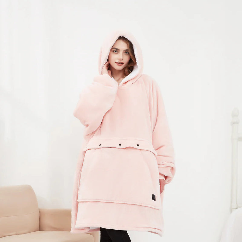 HeatHug Hoodie - Der beheizbare Oversized Hoodie mit Kuscheltasche