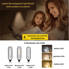 Clip-On Leselampe mit 3 Lichtstufen